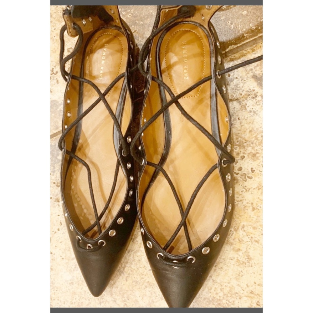 Zara Studded flats Size 38 UK/ 7-7.5 US (IN MY OPINION)